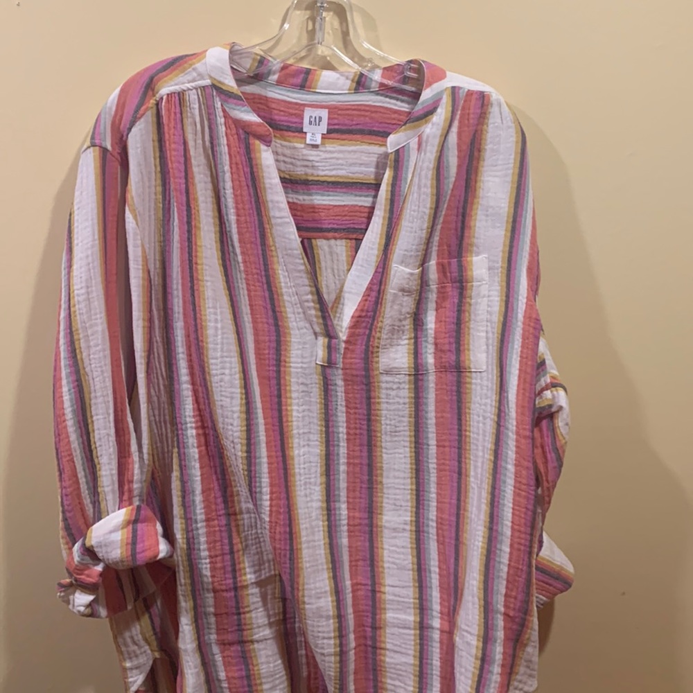 Gauze 3/4 sleeve gap shirt